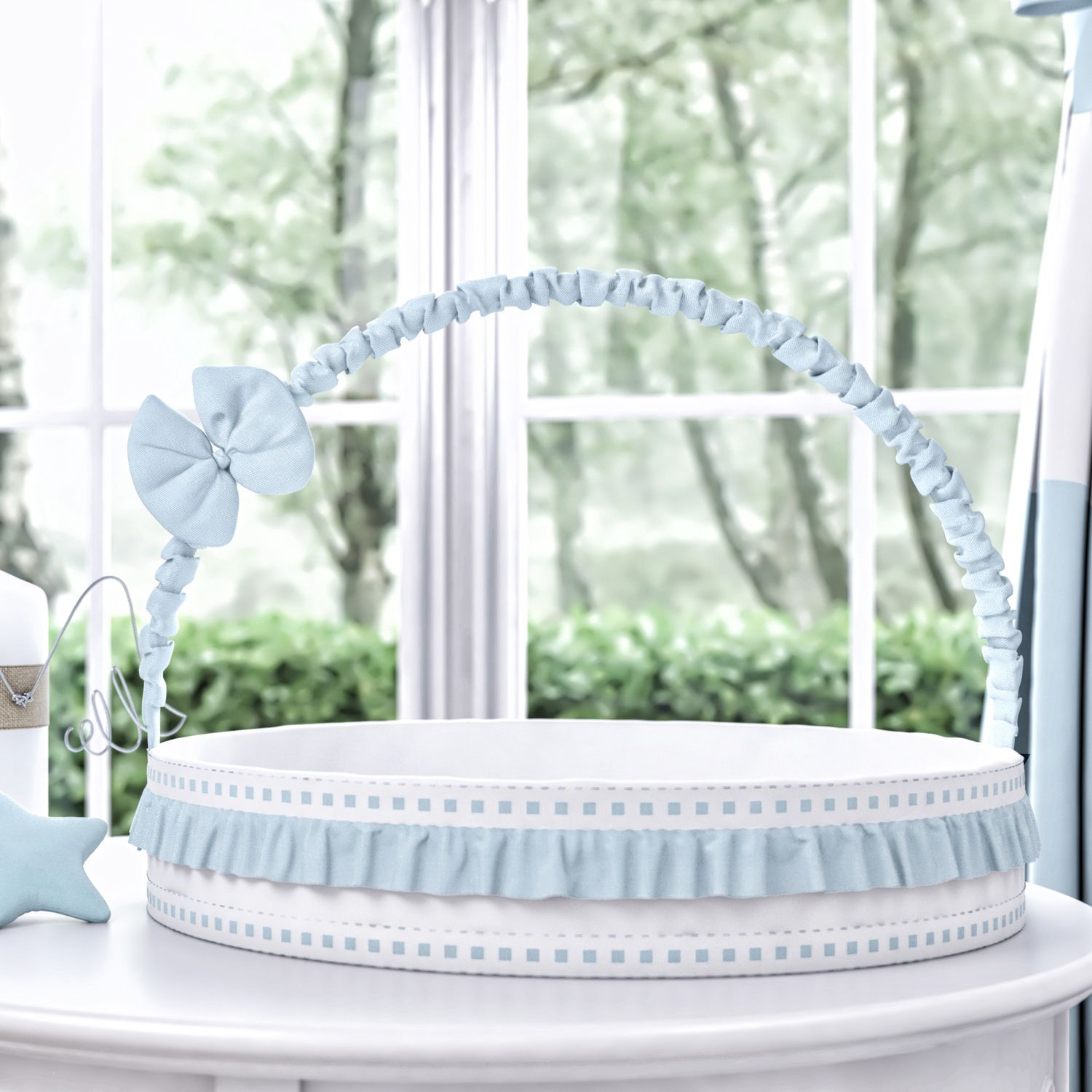 Cesta com Babado e Laço Bege