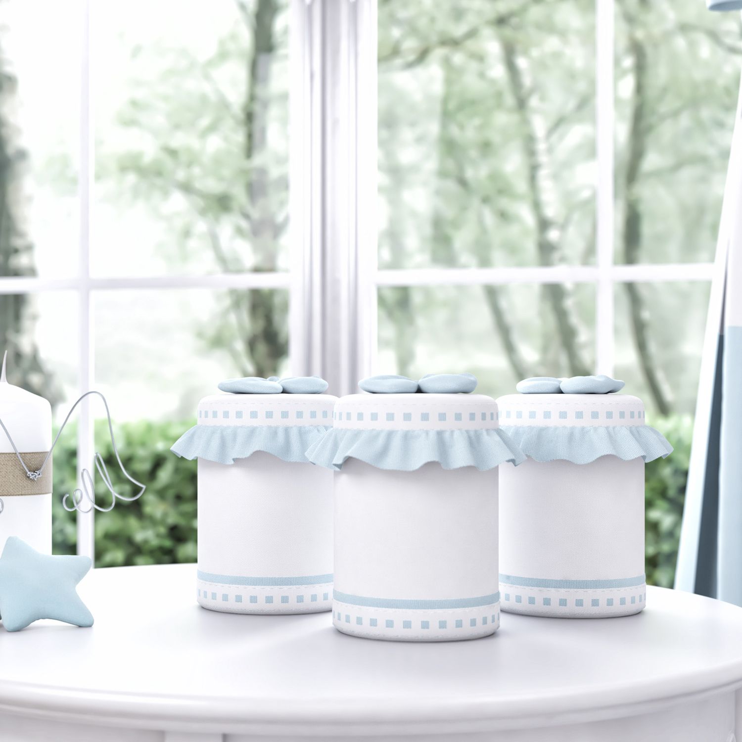 Jogo de Potes com Babado e Laço Bege