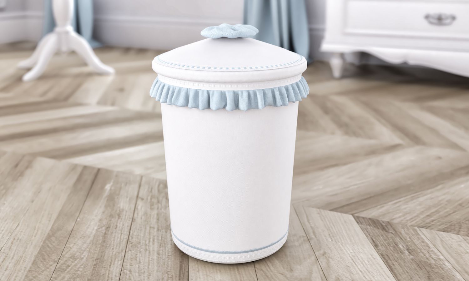 Lixeira com Babado e Laço Bege