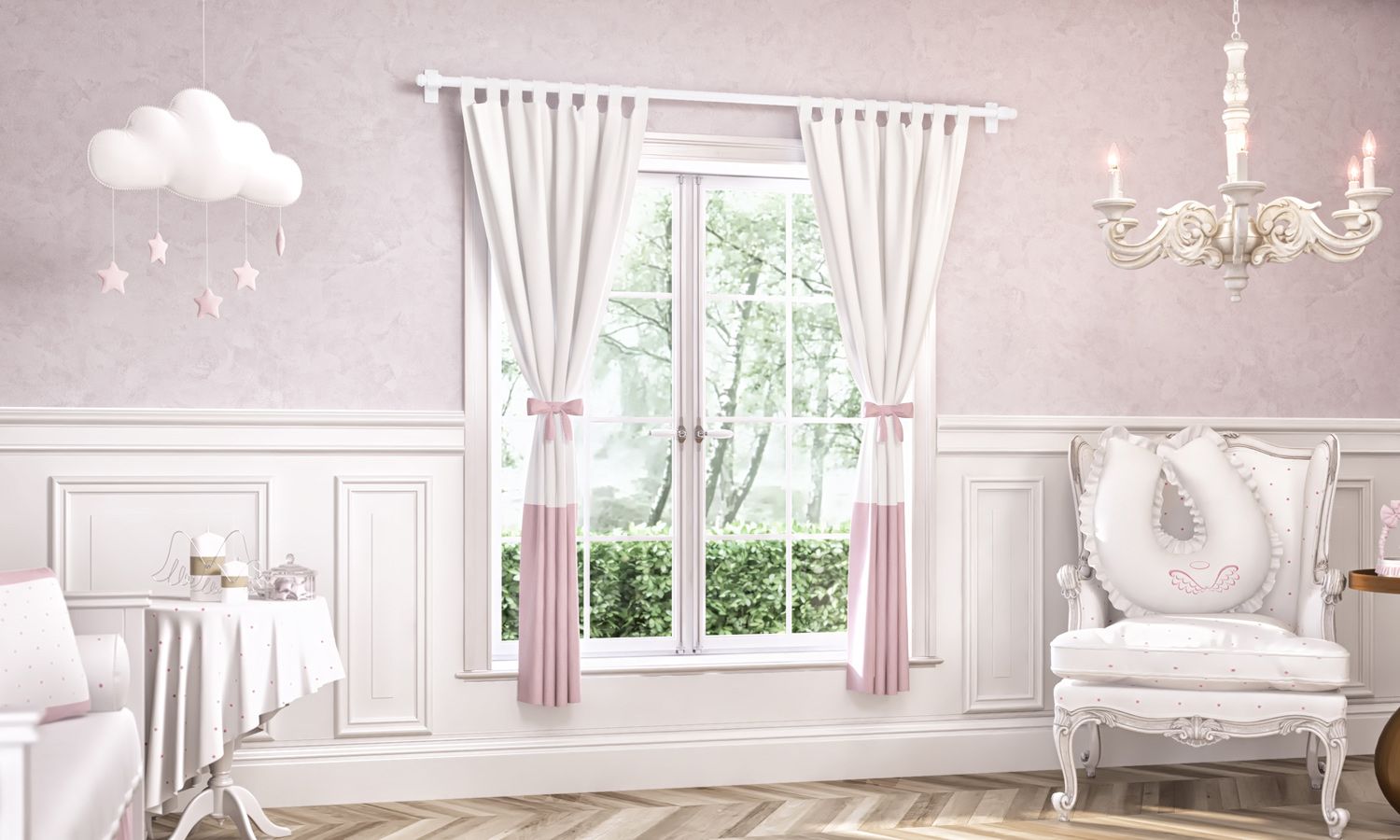 Cortina para Varão com Laço Bege