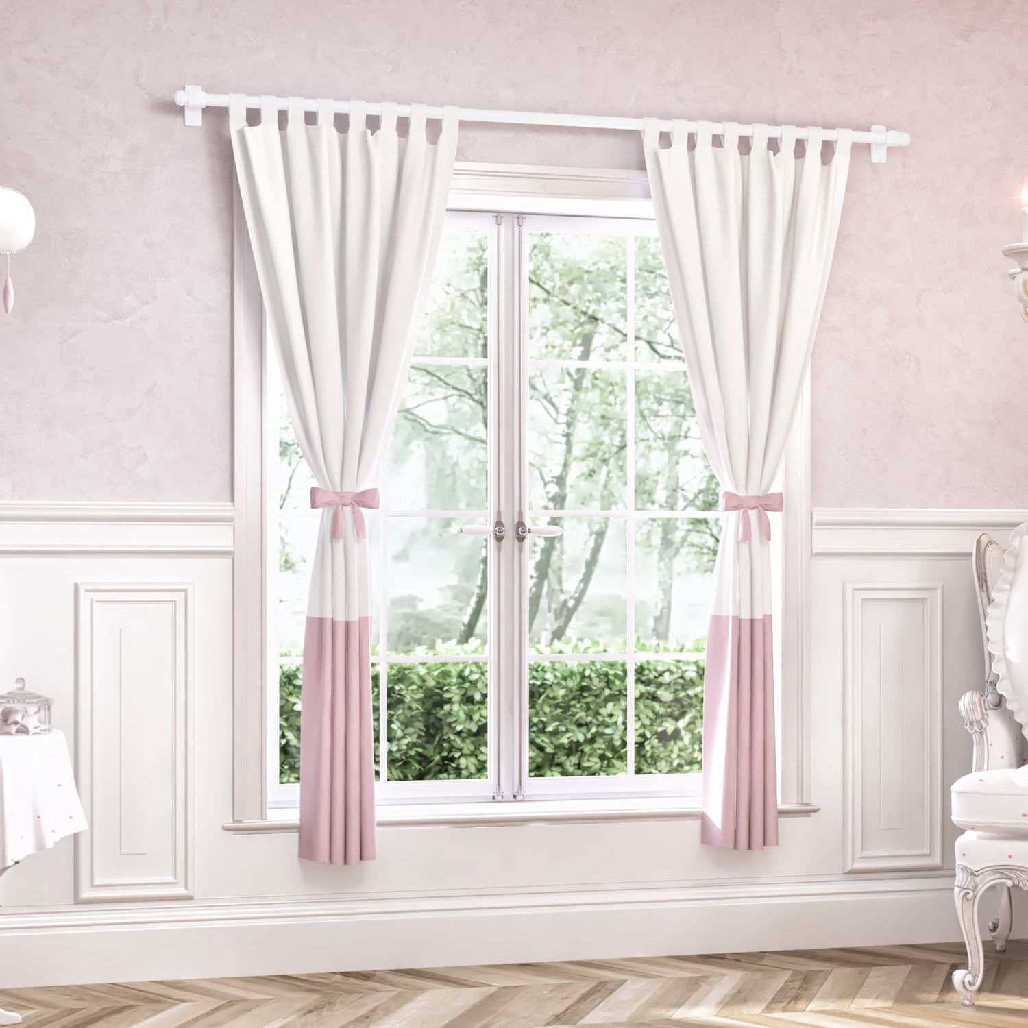 Cortina para Varão com Laço Bege