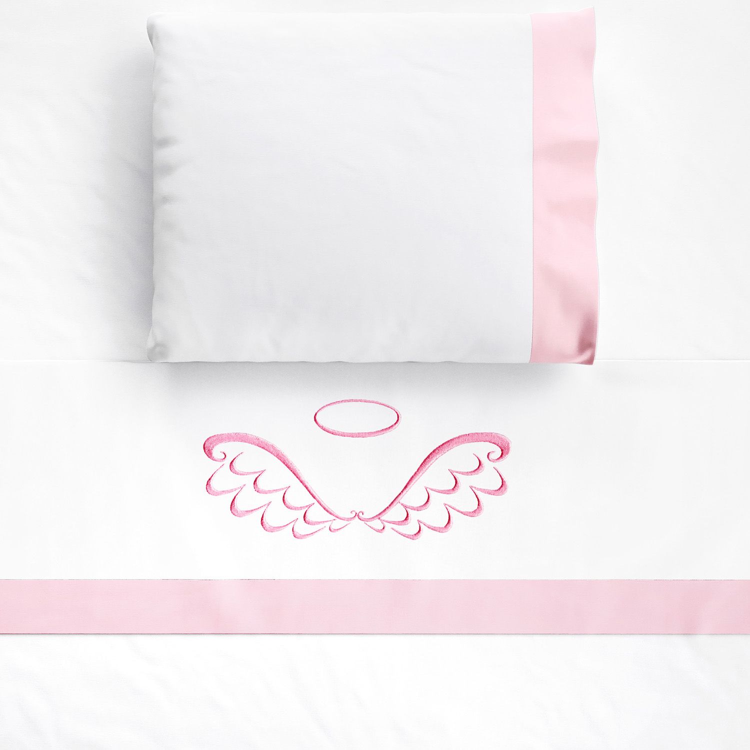 Jogo de Lençol Berço Bordado Anjo 3 peças