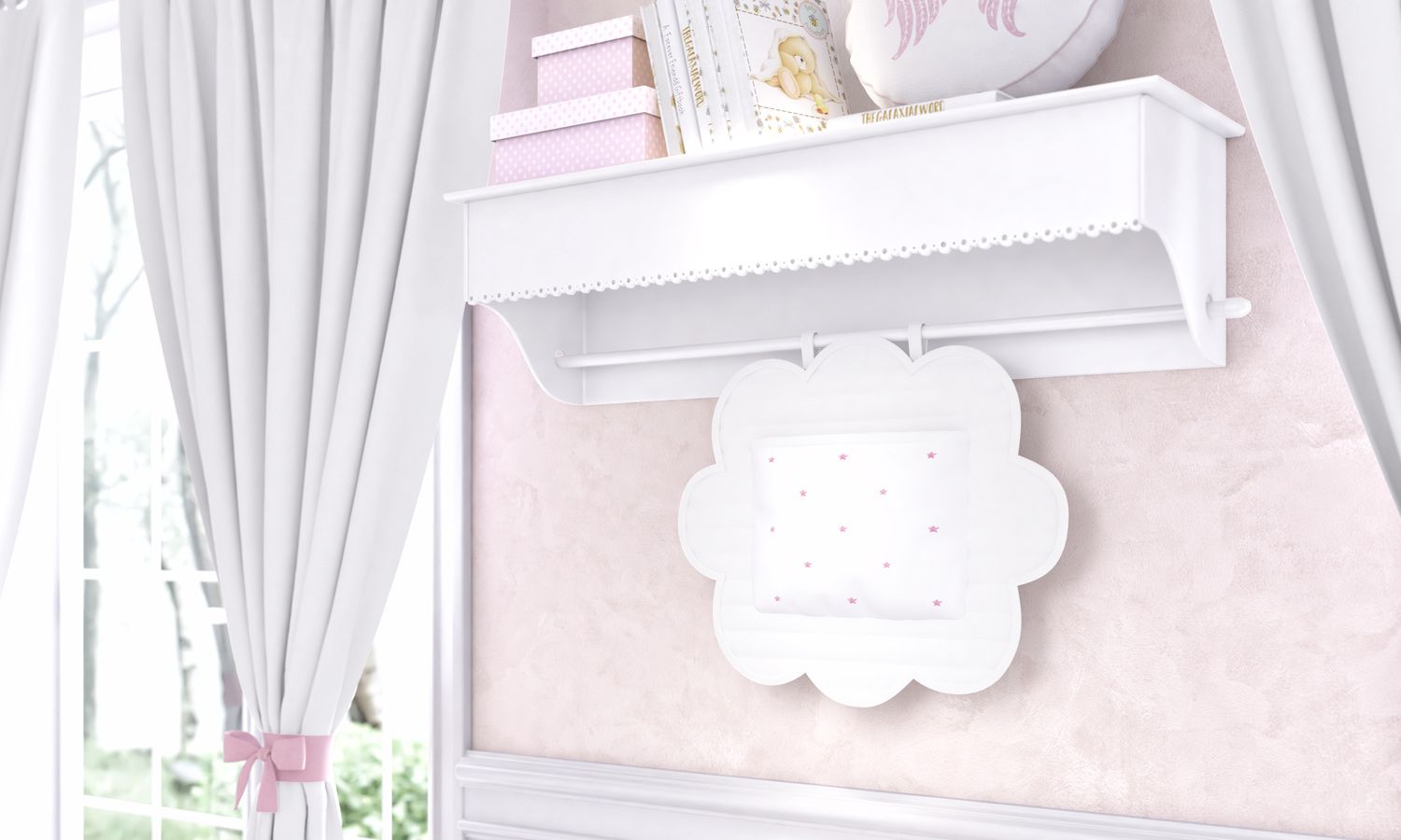 Porta Fraldas Varão Nuvem Estrelinha Bege