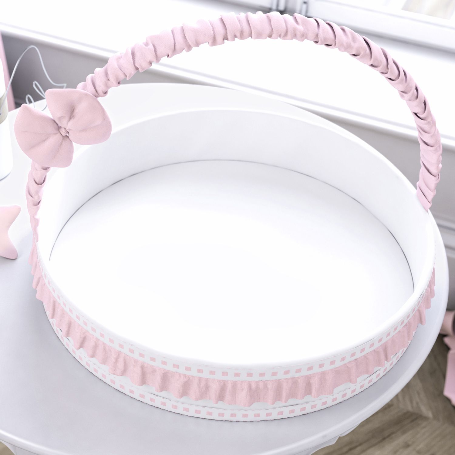 Cesta com Babado e Laço Bege