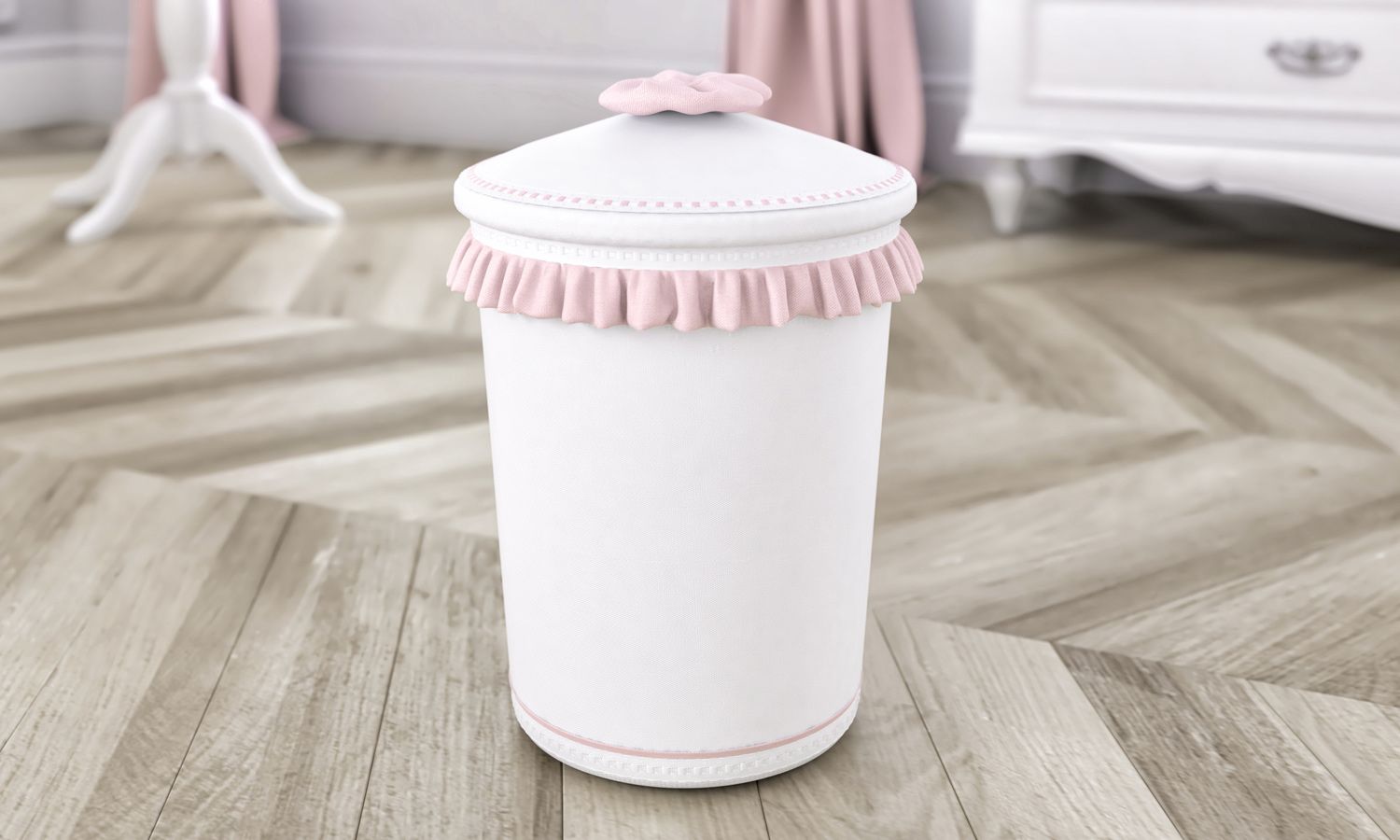 Lixeira com Babado e Laço Bege