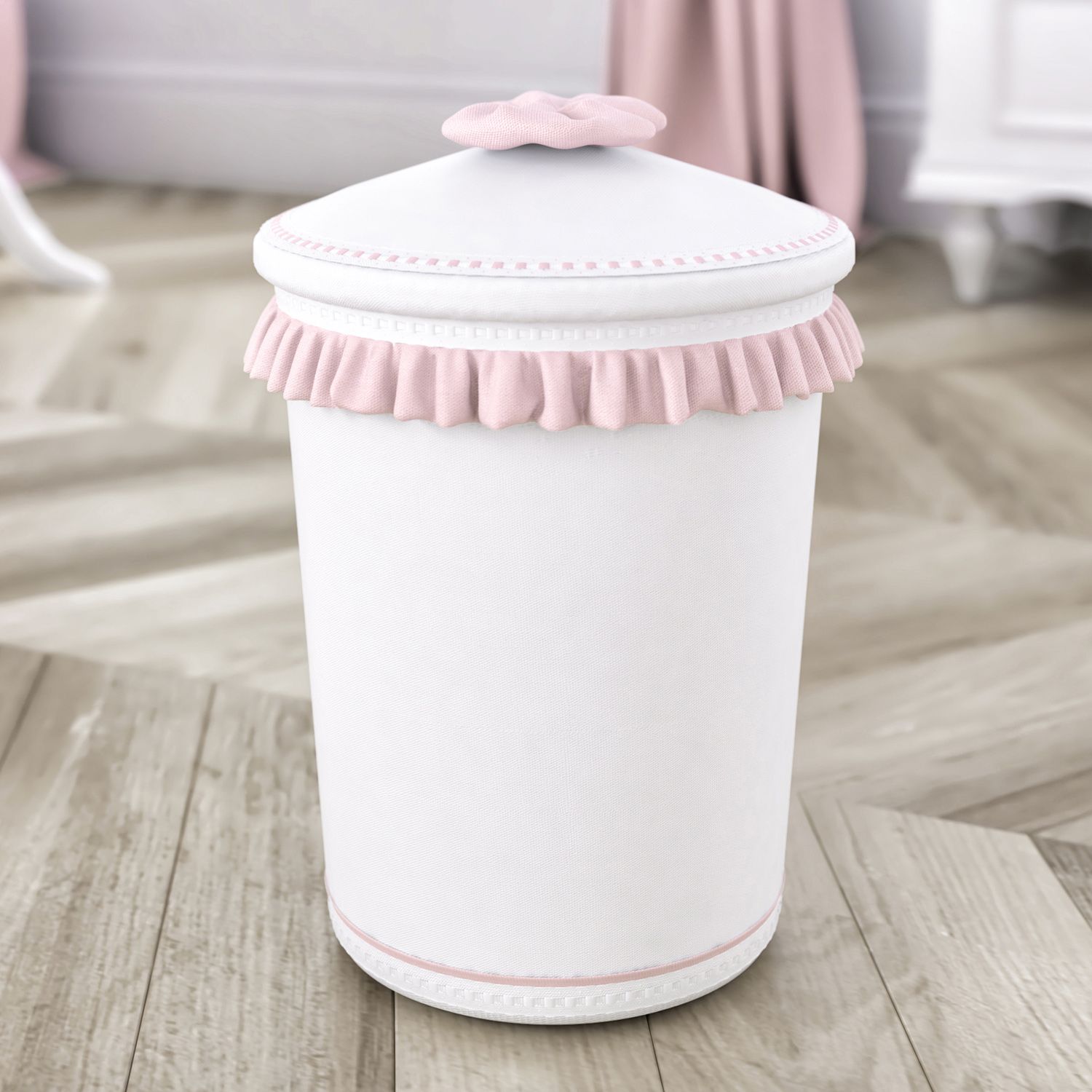 Lixeira com Babado e Laço Bege