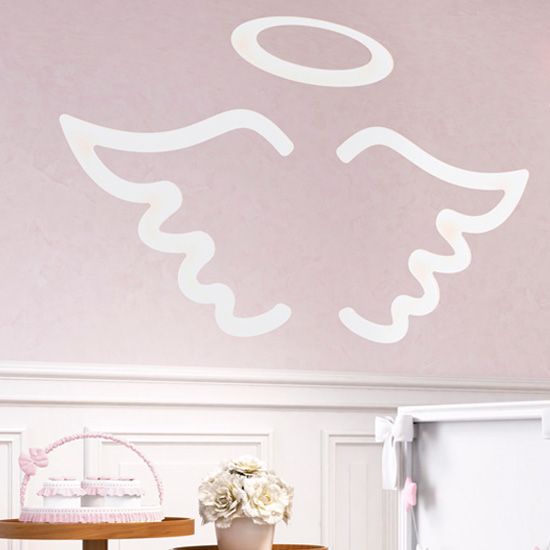 Adesivo de Parede Asas e Auréola Branco