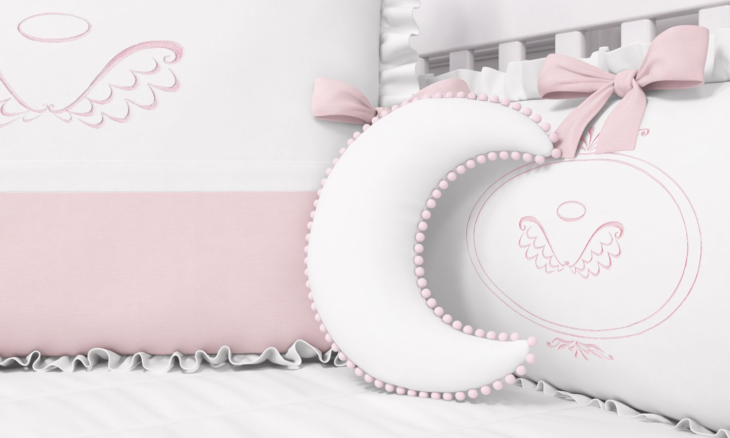 Almofada Lua Pompom Plush Branco 28cm