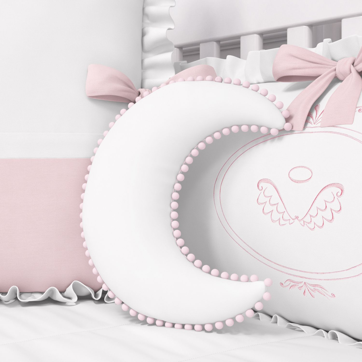 Almofada Lua Pompom Plush Branco 28cm