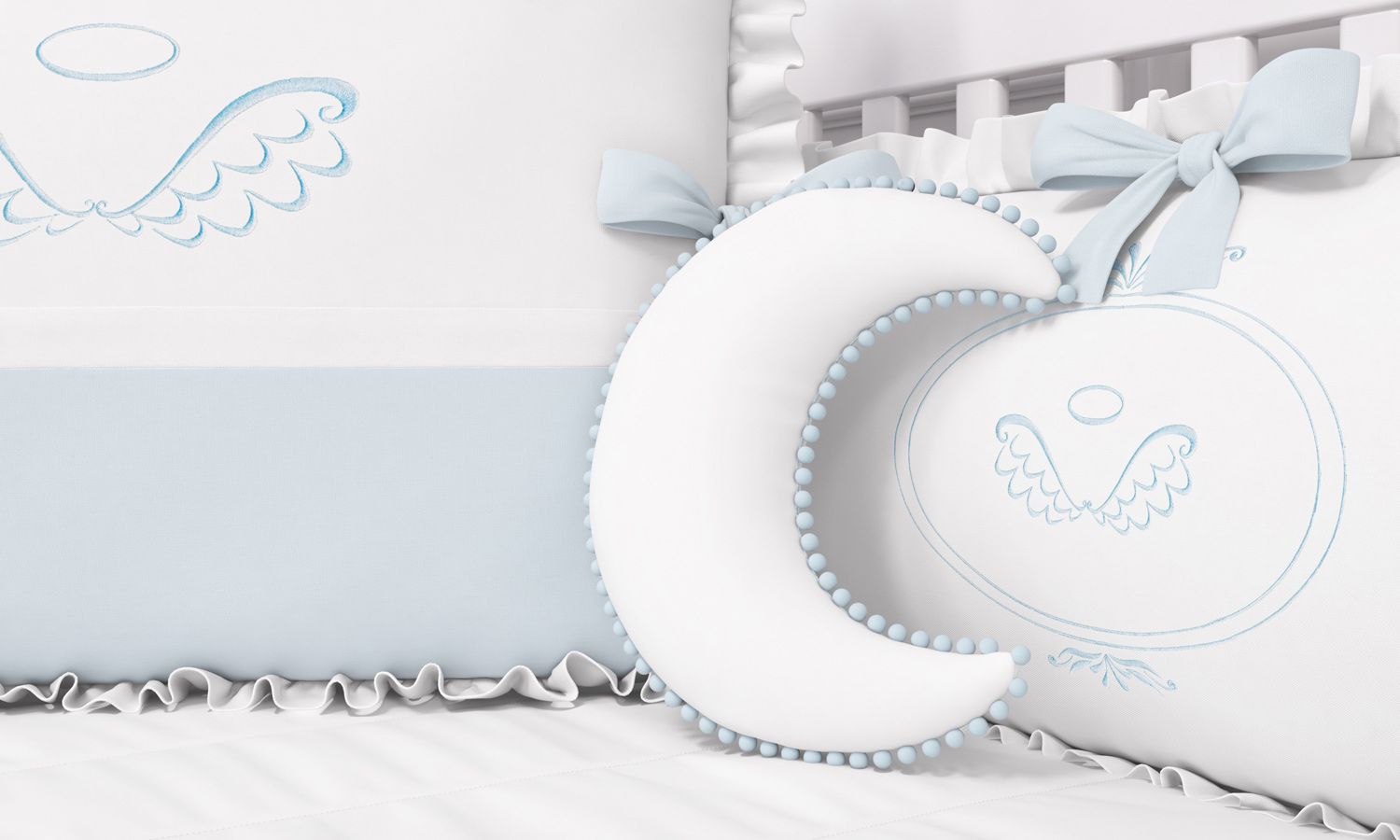 Almofada Lua Pompom Plush Branco 28cm