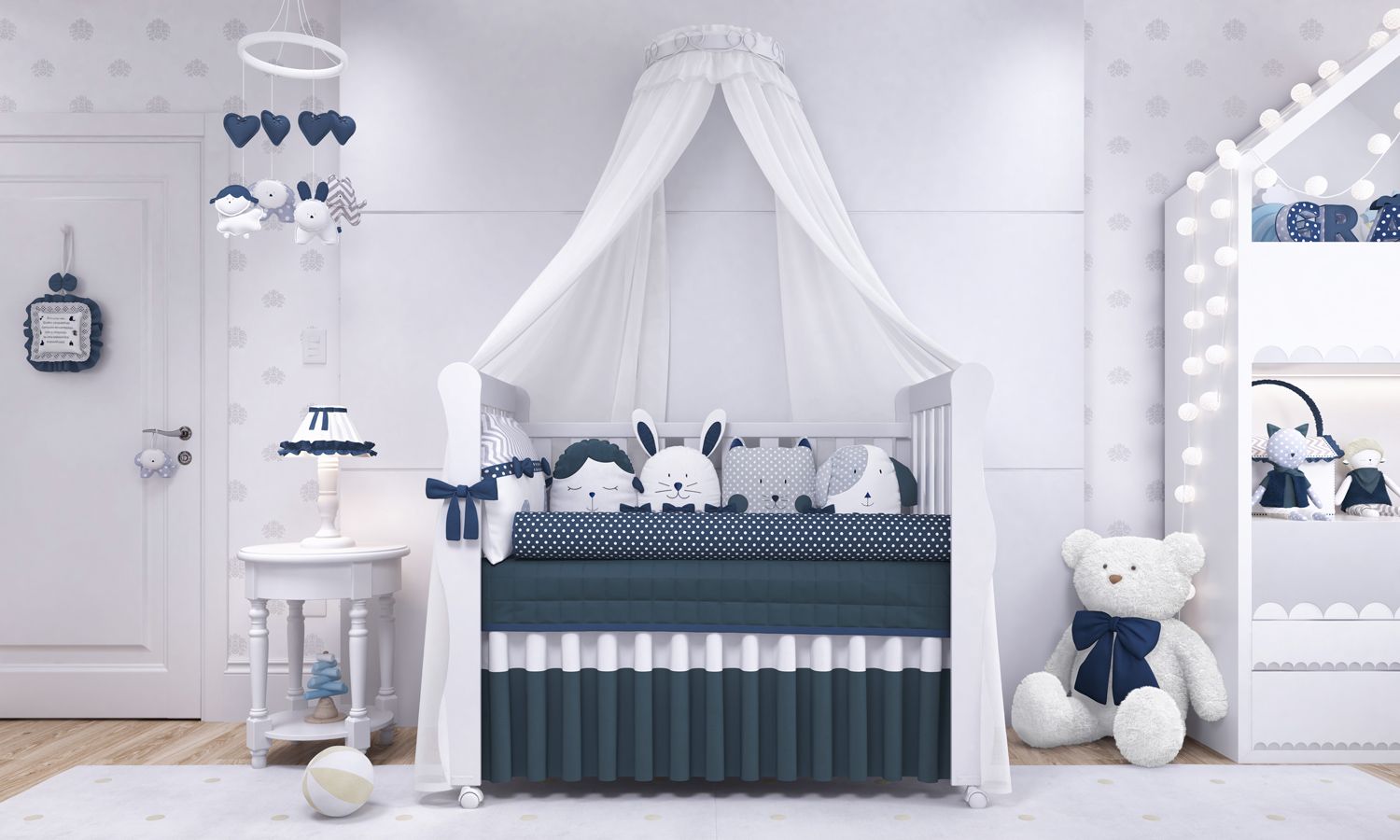 Kit Berço Amiguinhos Azul Marinho — imagem 1 de 11