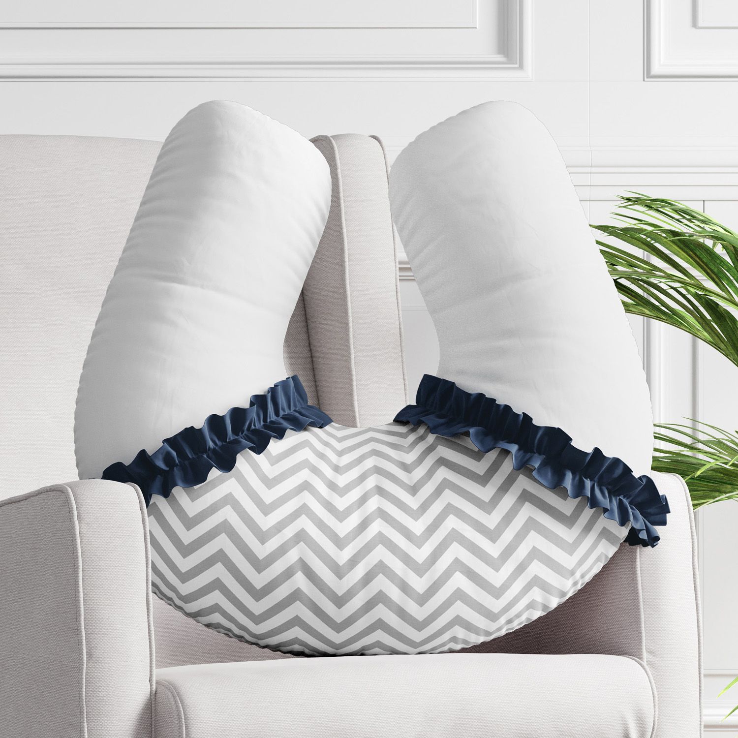 Almofada Amamentação Chevron Rosa e Cinza