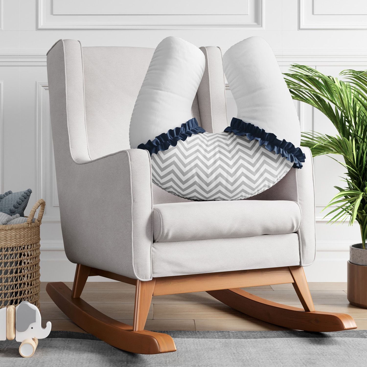 Almofada Amamentação Chevron Rosa e Cinza