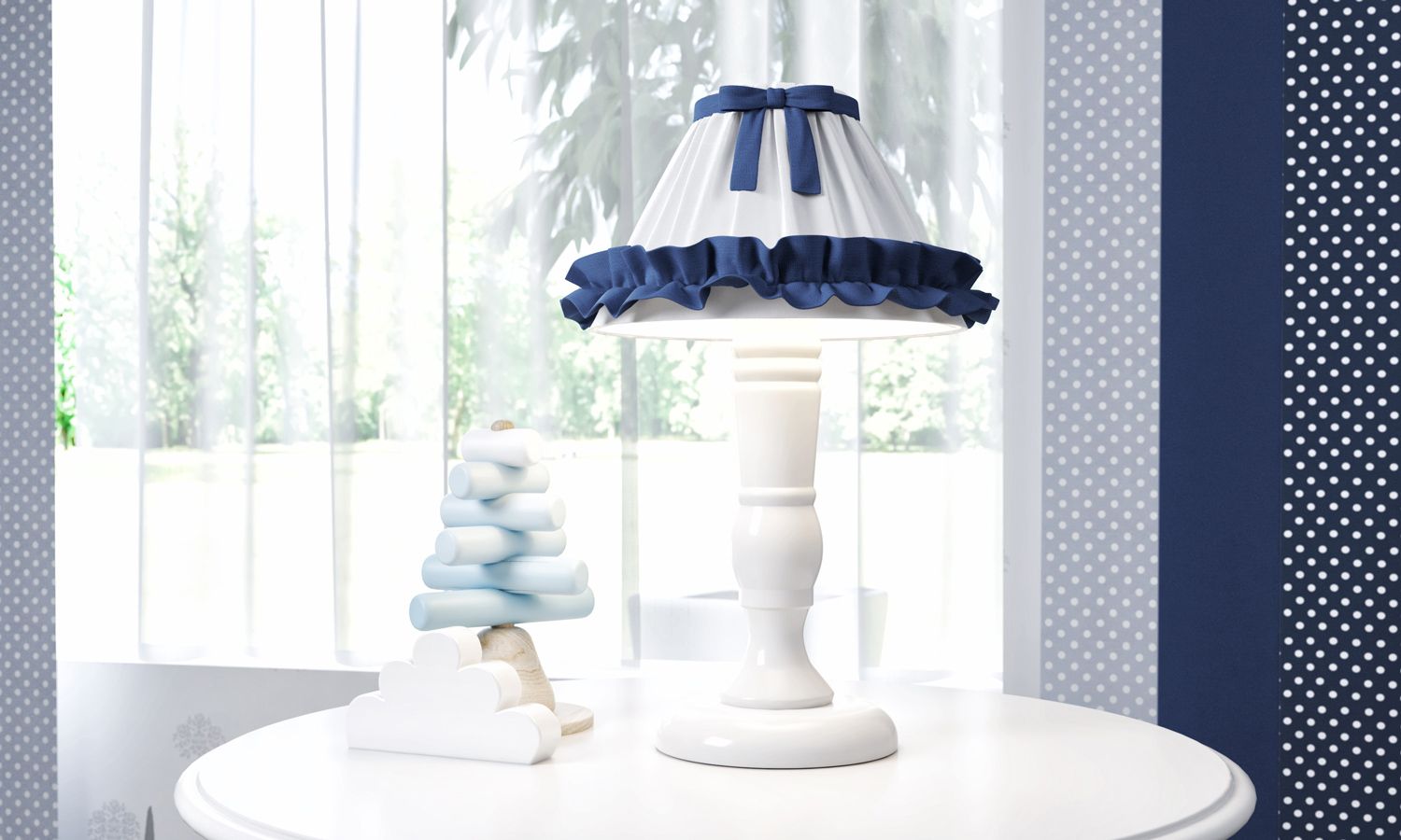 Abajur Madeira Azul bebê