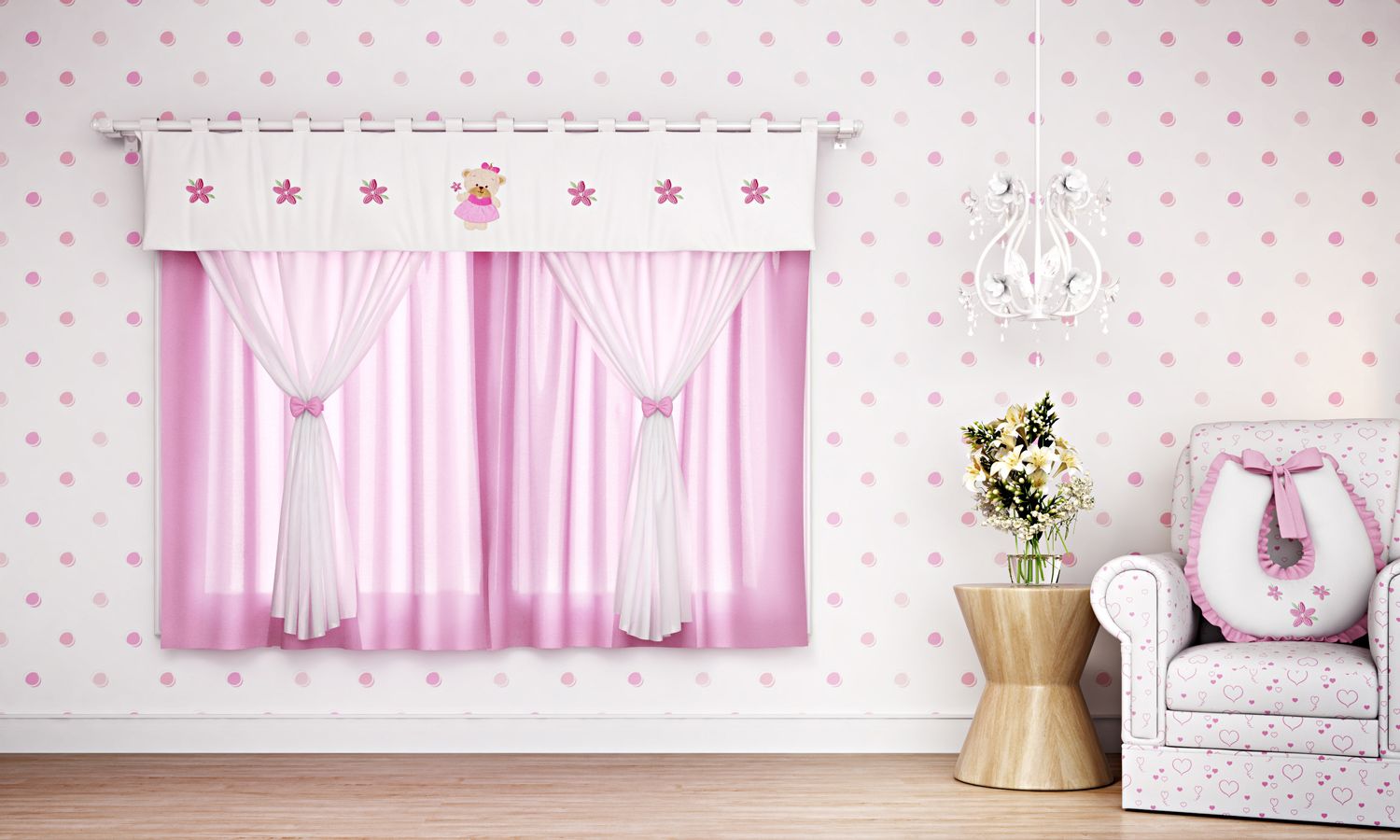 Cortina Ursinha Bebê 1,50m