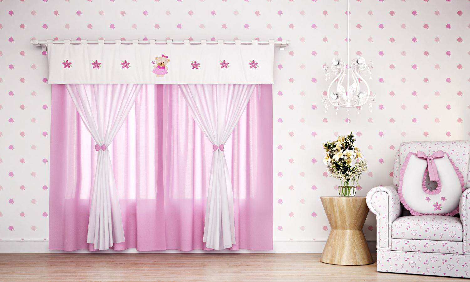 Cortina Ursinha Bebê 1,50m