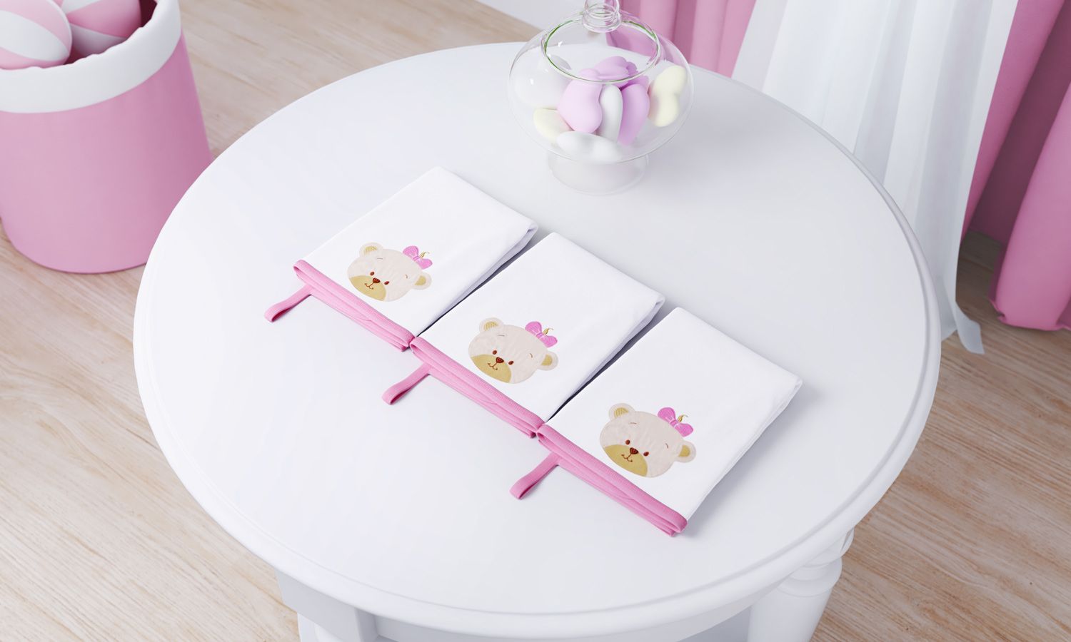 Jogo de Fraldas de Boca Malha Ursinha Bebê