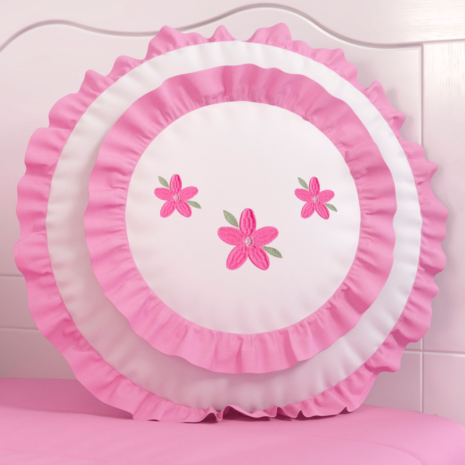 Almofada Redonda Flores 35cm