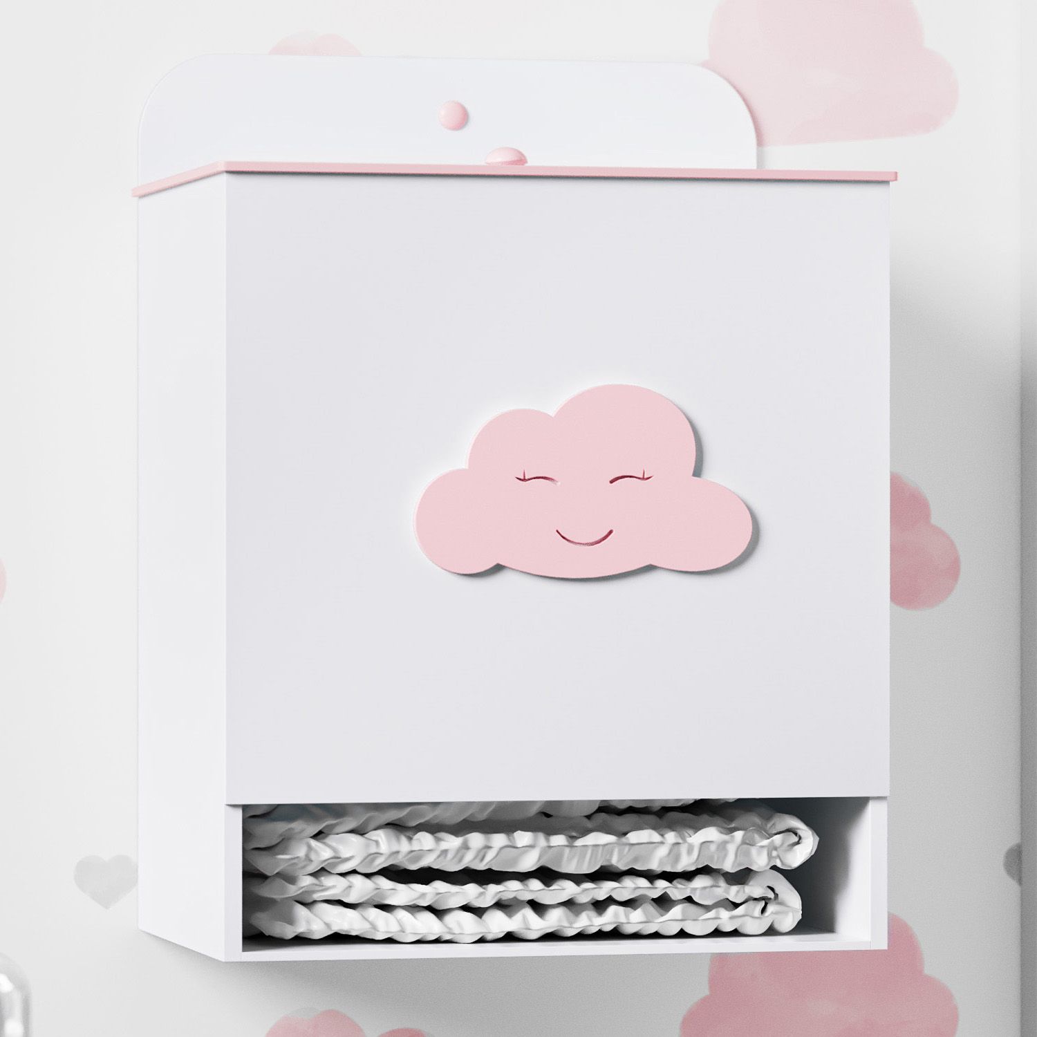 Porta Fraldas Nuvem Rosa