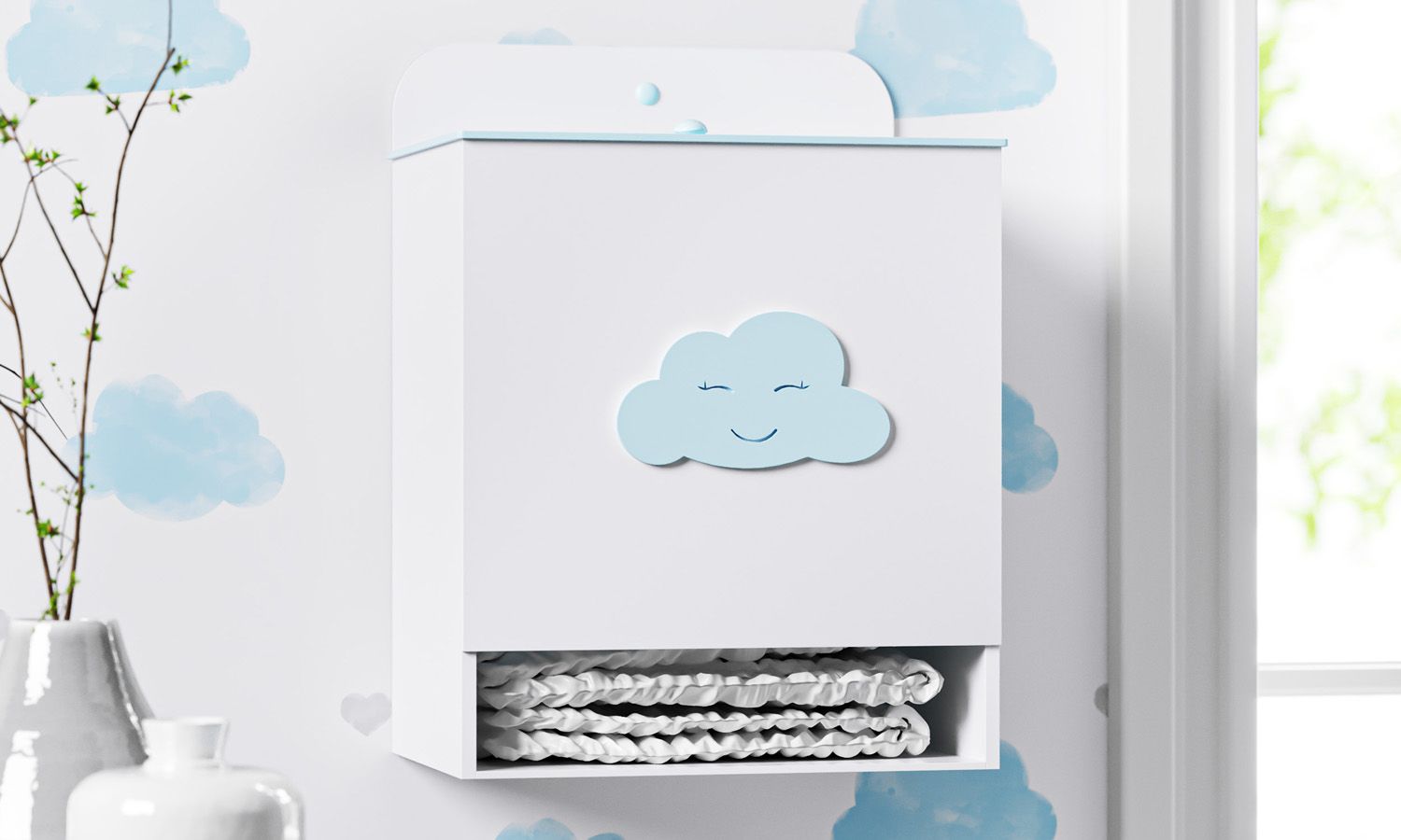 Porta Fraldas Nuvem Rosa