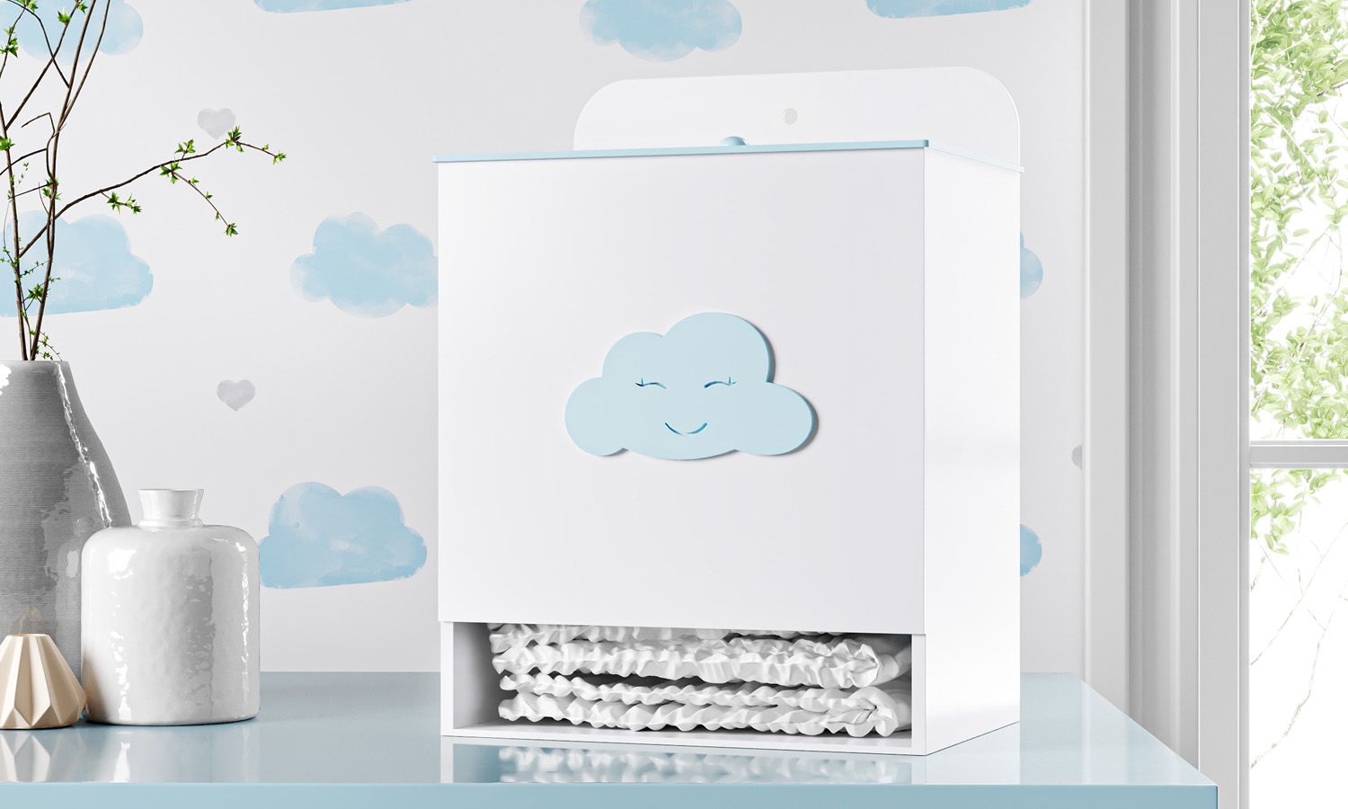 Porta Fraldas Nuvem Rosa