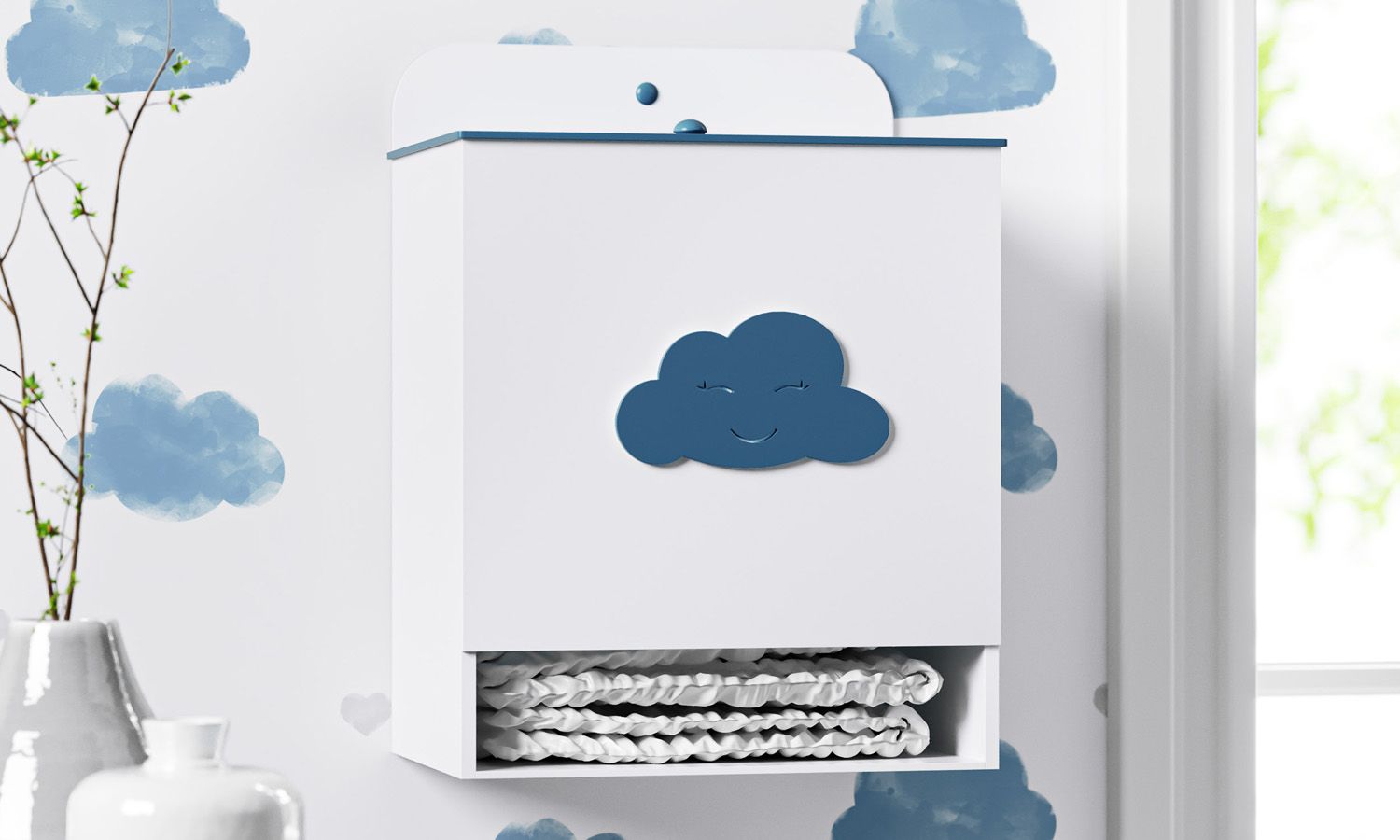 Porta Fraldas Nuvem Rosa