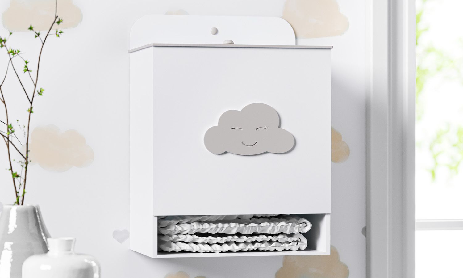 Porta Fraldas Nuvem Rosa