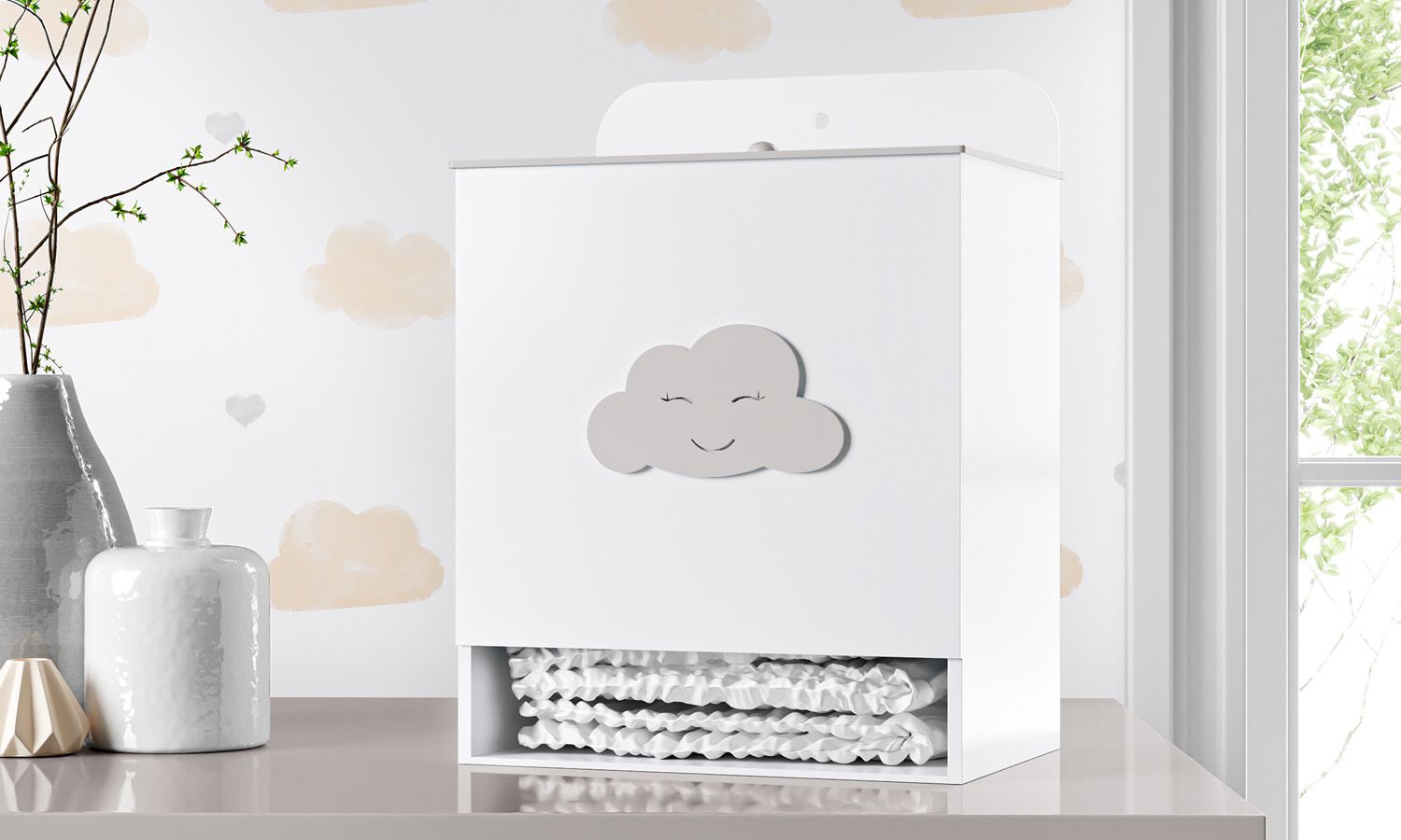 Porta Fraldas Nuvem Rosa