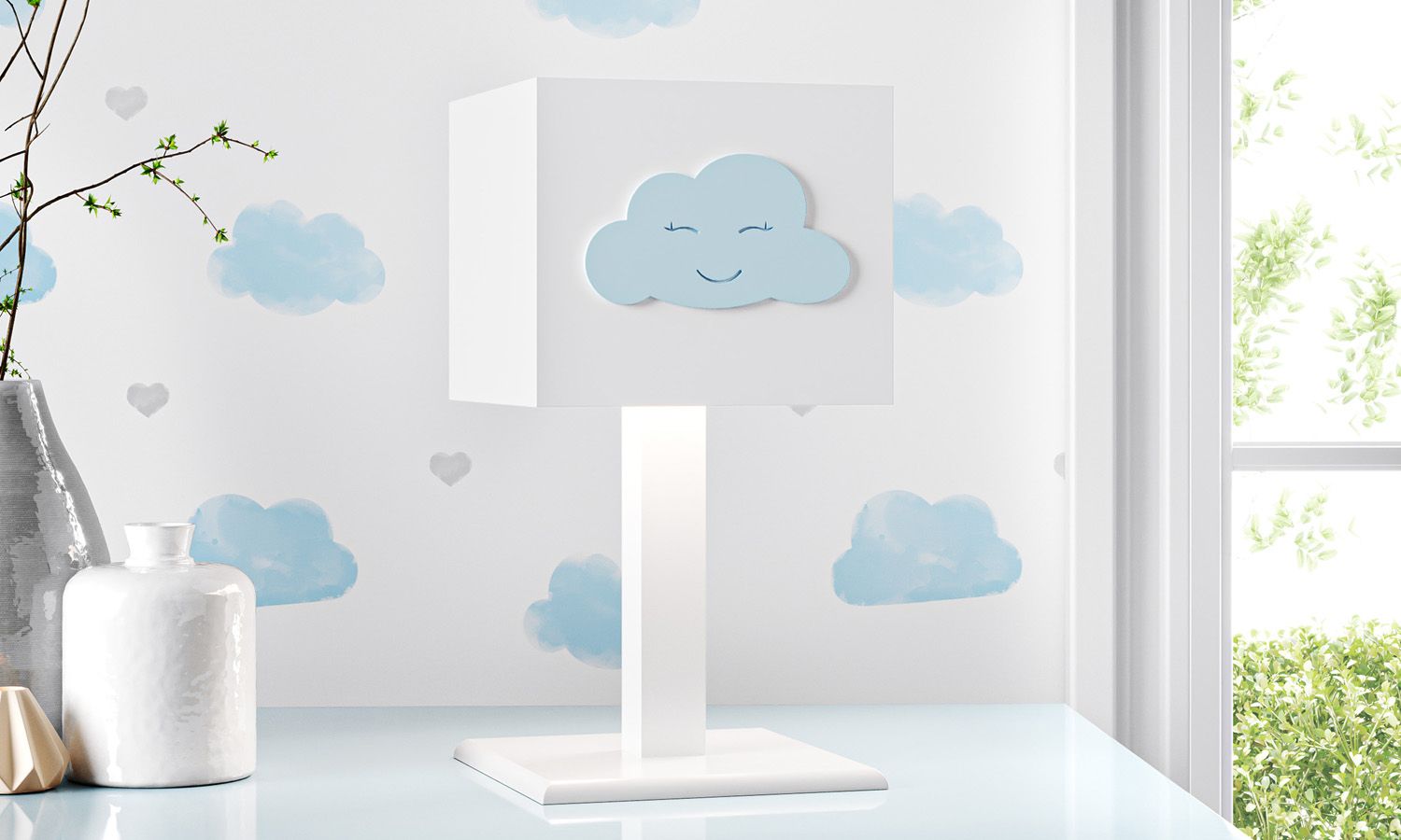 Abajur MDF Nuvem Rosa