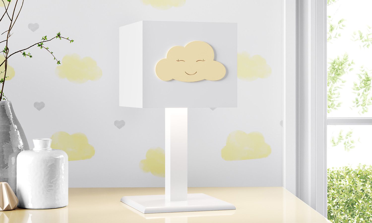 Abajur MDF Nuvem Rosa