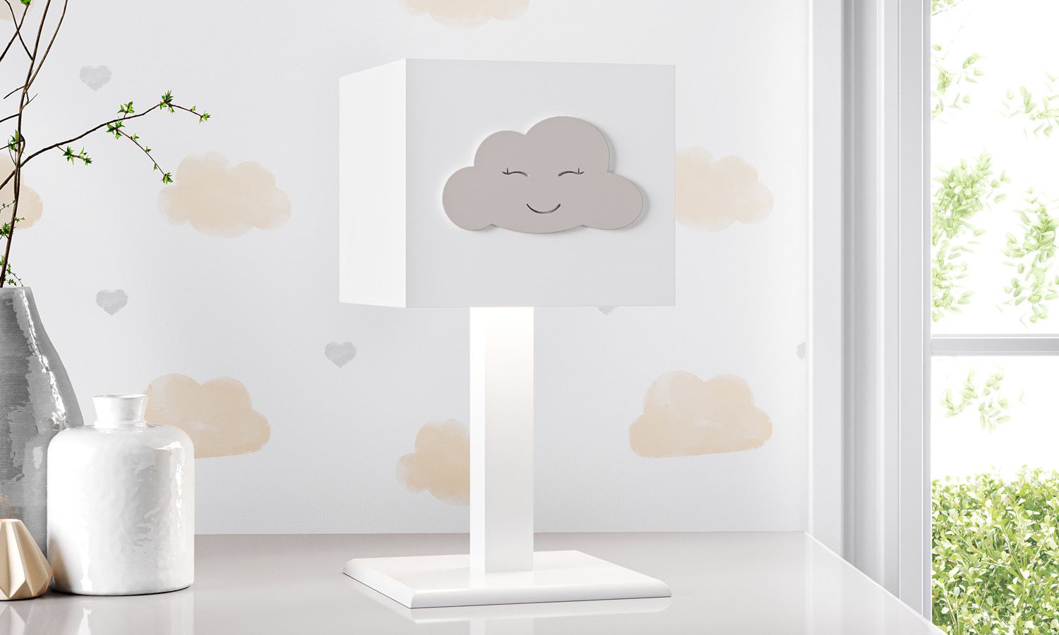 Abajur MDF Nuvem Rosa