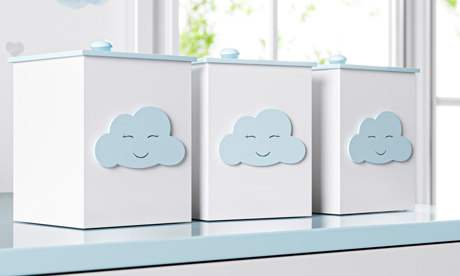 Jogo de Potes Nuvem Rosa