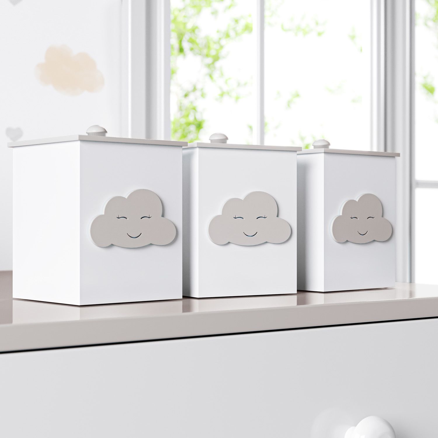 Jogo de Potes Nuvem Rosa