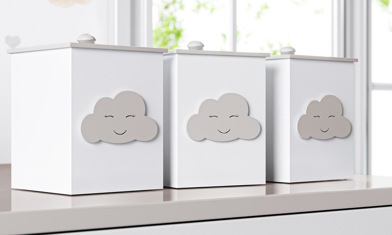 Jogo de Potes Nuvem Rosa