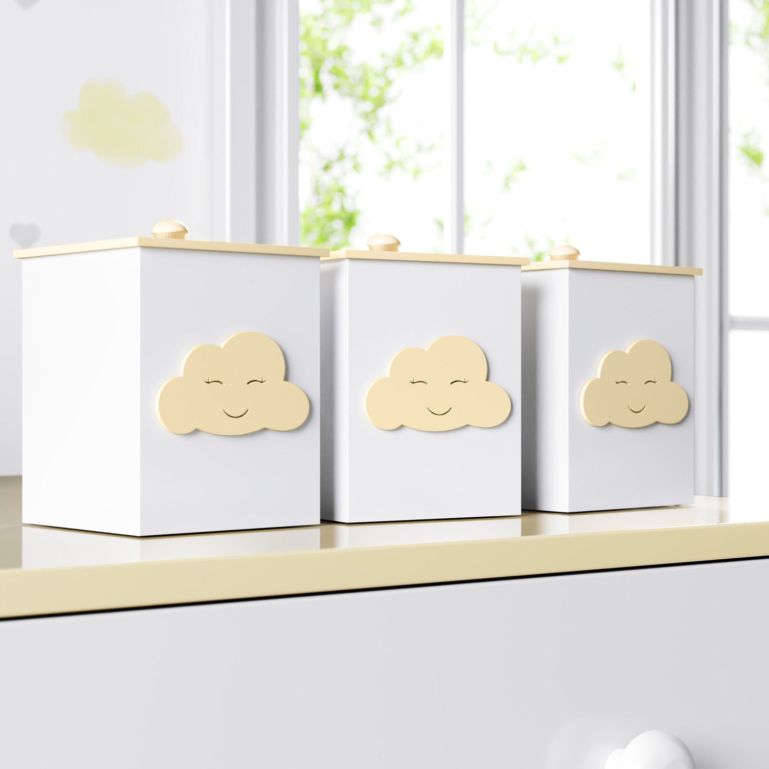 Jogo de Potes Nuvem Rosa