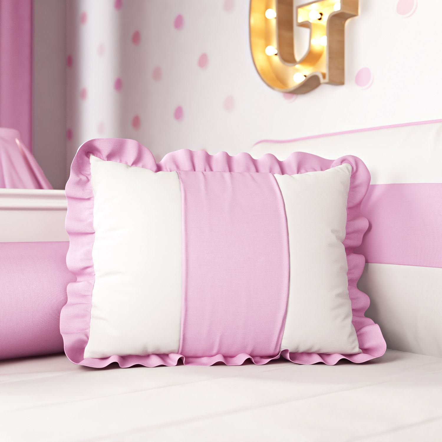 Almofada com Babado Azul 43cm