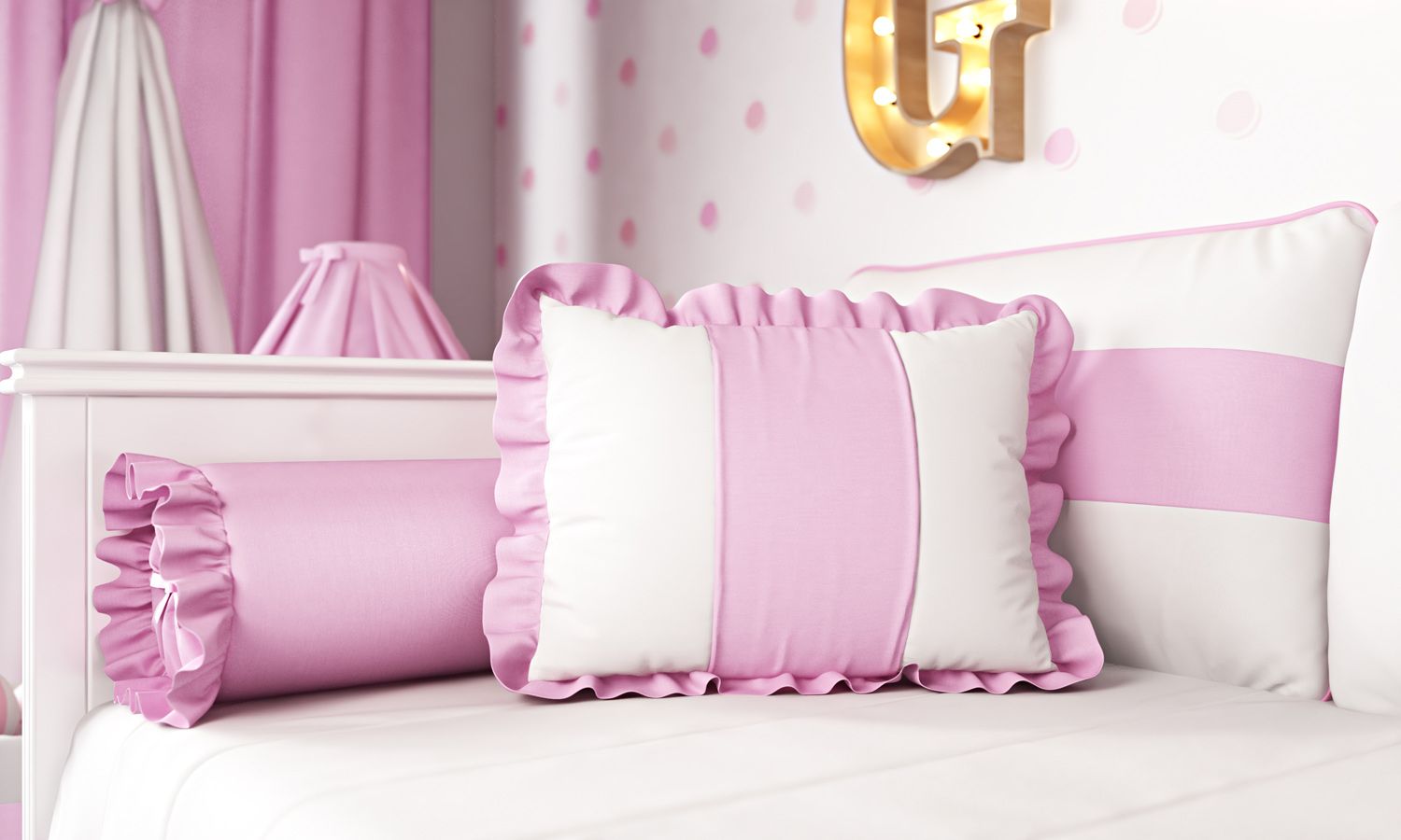 Almofada com Babado Azul 43cm