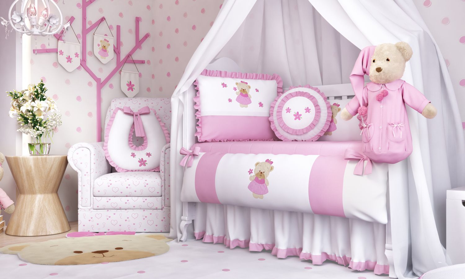 Cabideiro Árvore de Parede Rosa 2m