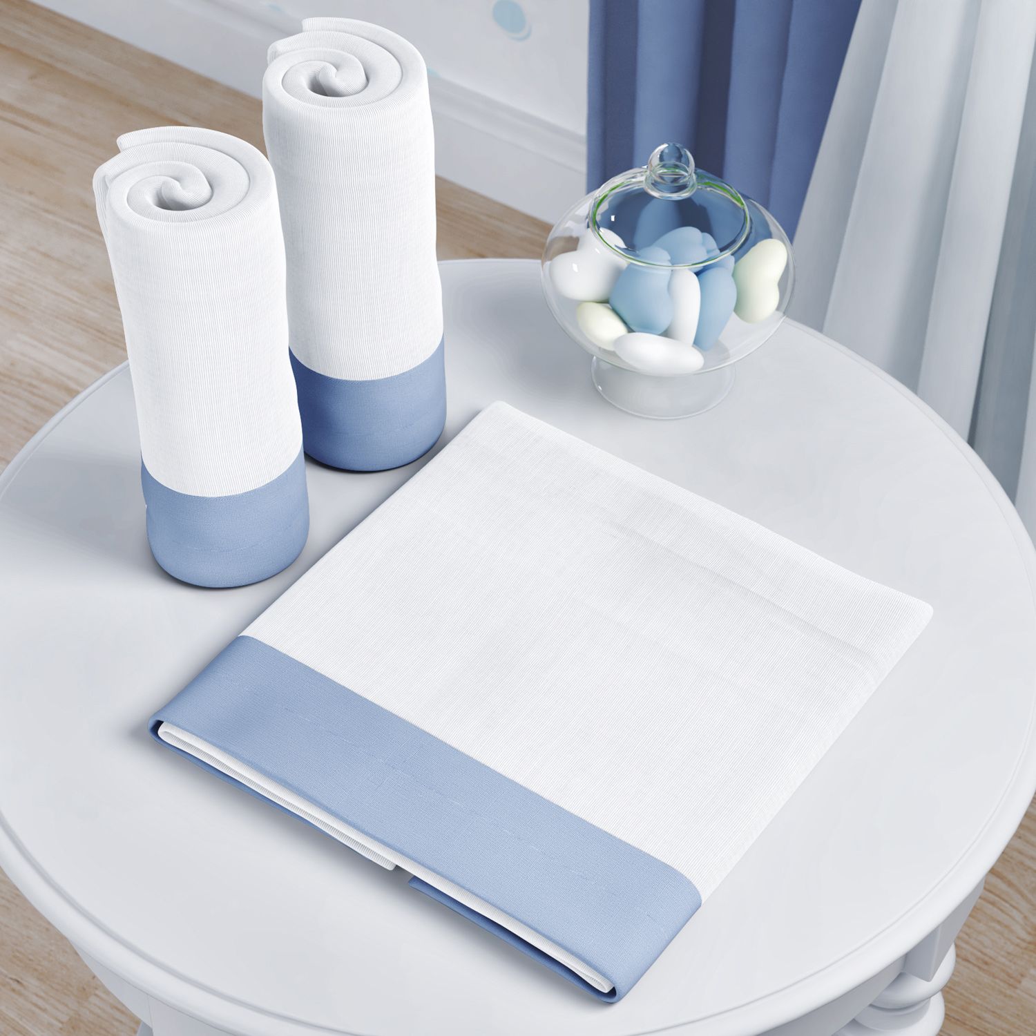 Jogo de Fraldas Ombro Barra Azul com 3