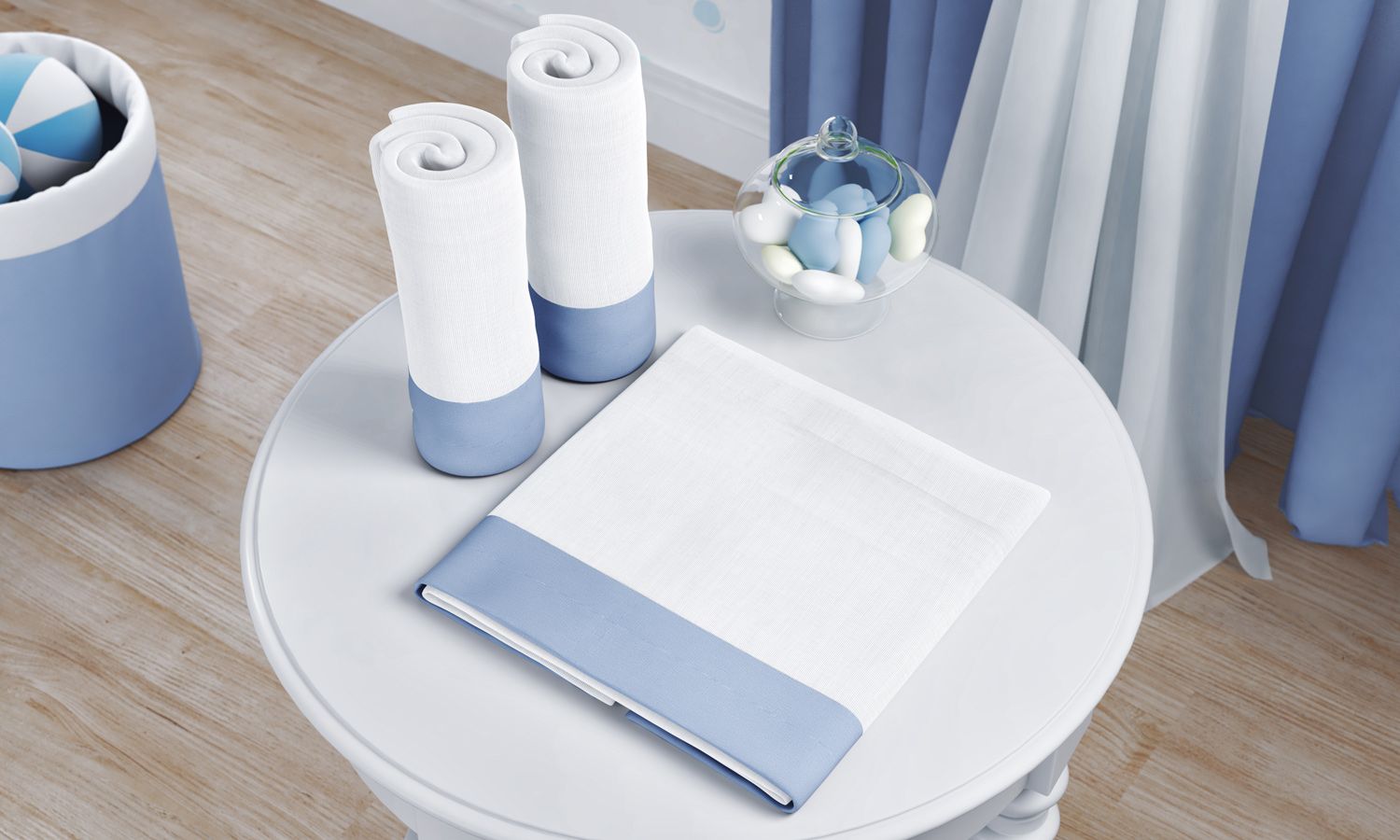 Jogo de Fraldas Ombro Barra Azul com 3