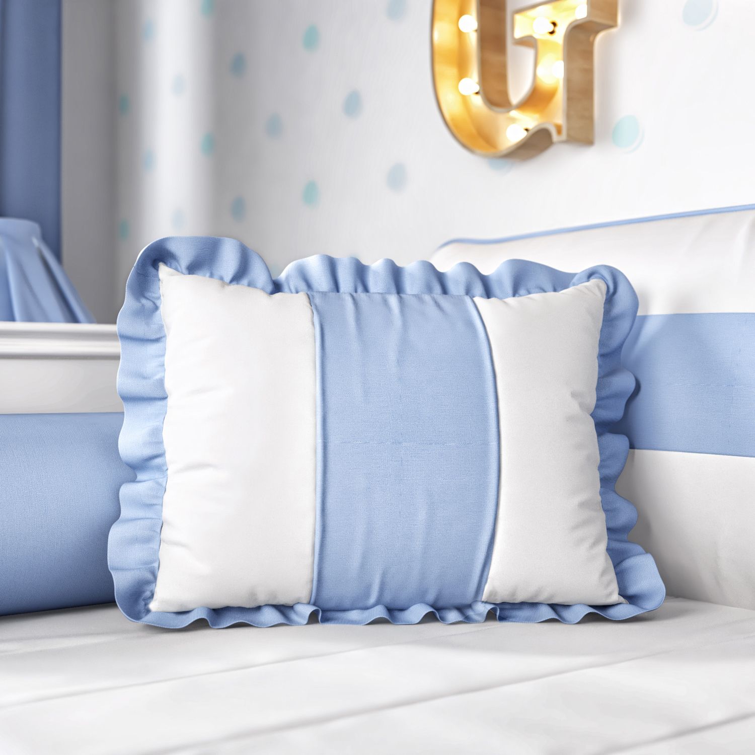 Almofada com Babado Azul 43cm