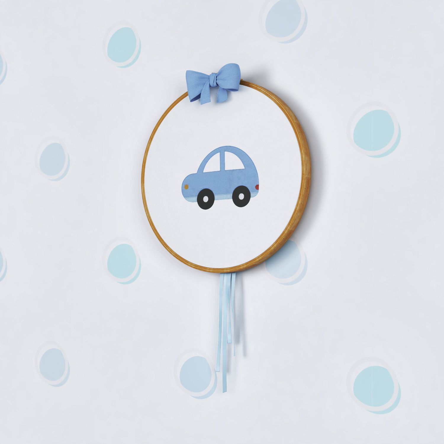 Quadro Bastidor Bordado Carro