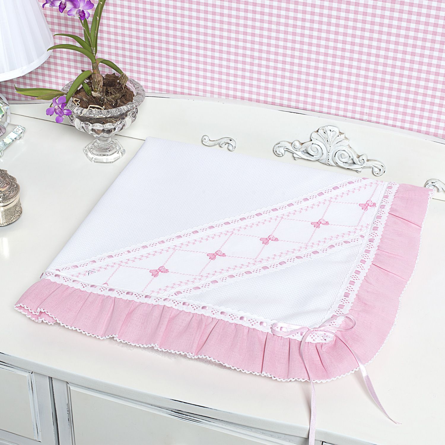 Manta Laço Rosa 86cm