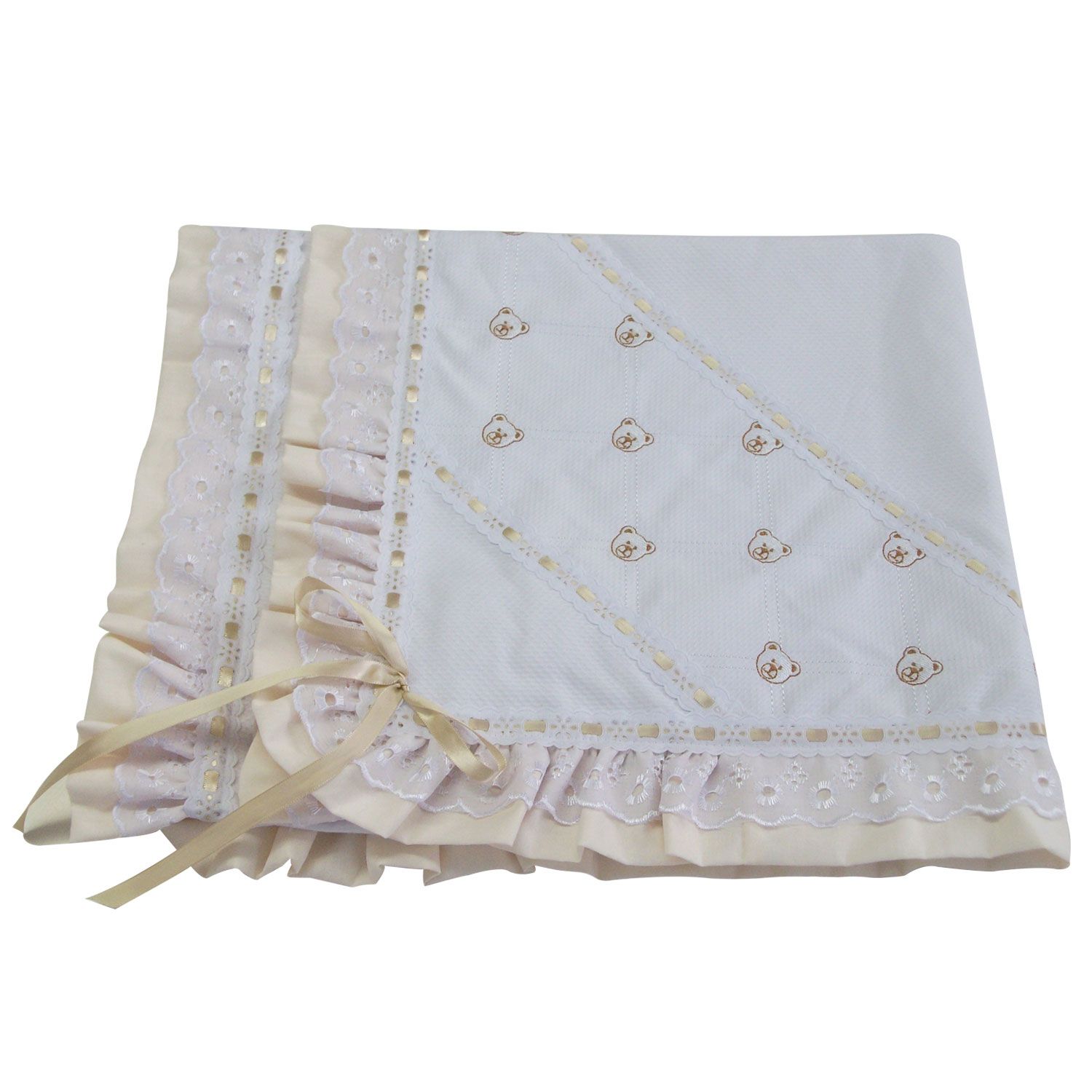 Manta Piquet Ursinhos Baby Rosa 75cm