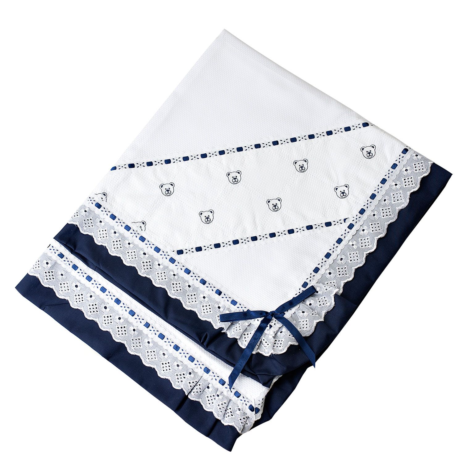 Manta Piquet Ursinhos Baby Rosa 75cm