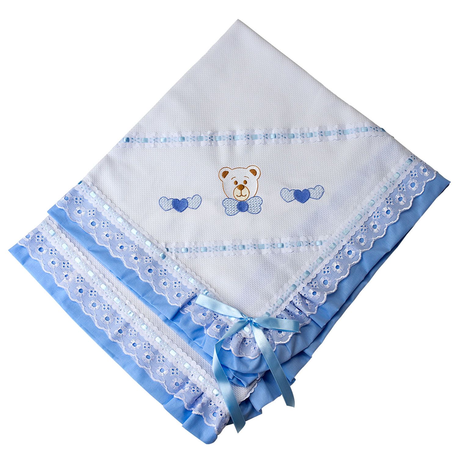 Manta Piquet Ursinho Fofo Azul 75cm
