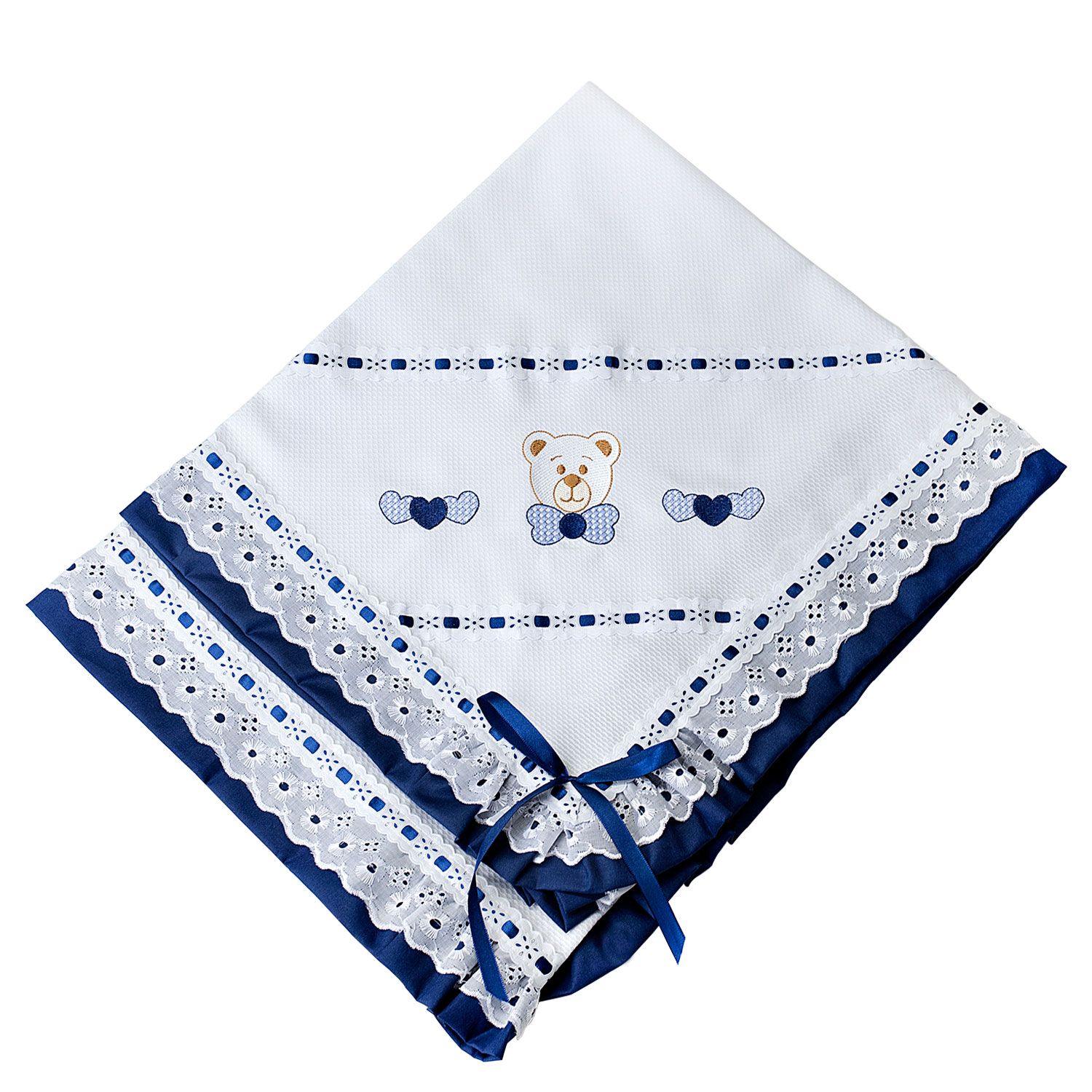 Manta Piquet Ursinho Fofo Azul 75cm