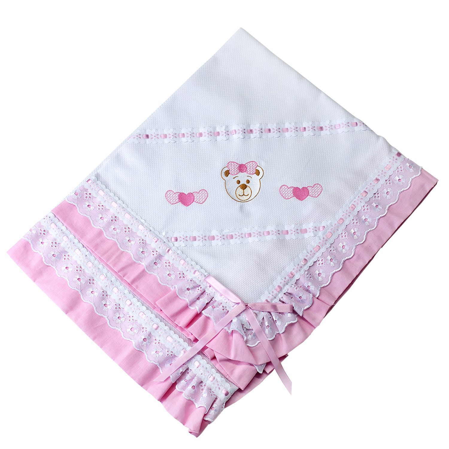 Manta Piquet Ursinho Fofo Azul 75cm