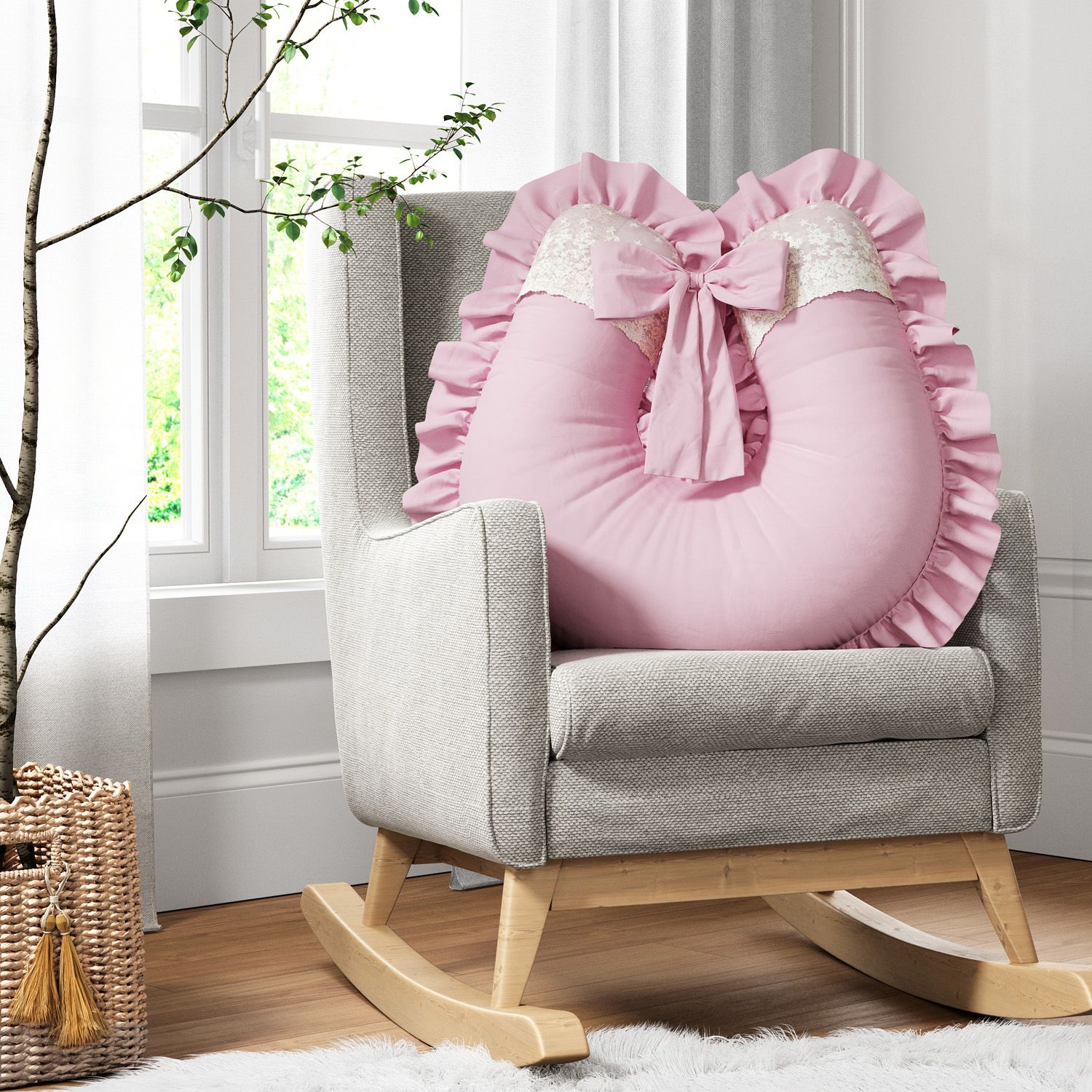 Almofada Amamentação Renda Rosa e Bege