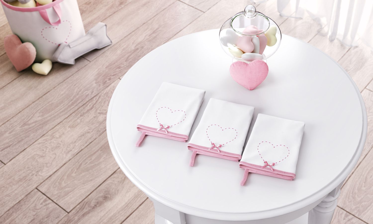 Jogo de Fraldas de Boca Malha Coração